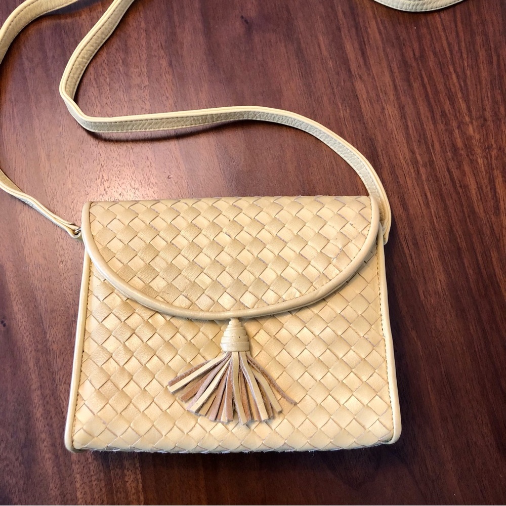 VINTAGE Talbots Yellow Woven Crossbody Bag / Clutch Spring / Summer Cottagecore - Picture 6 of 14
